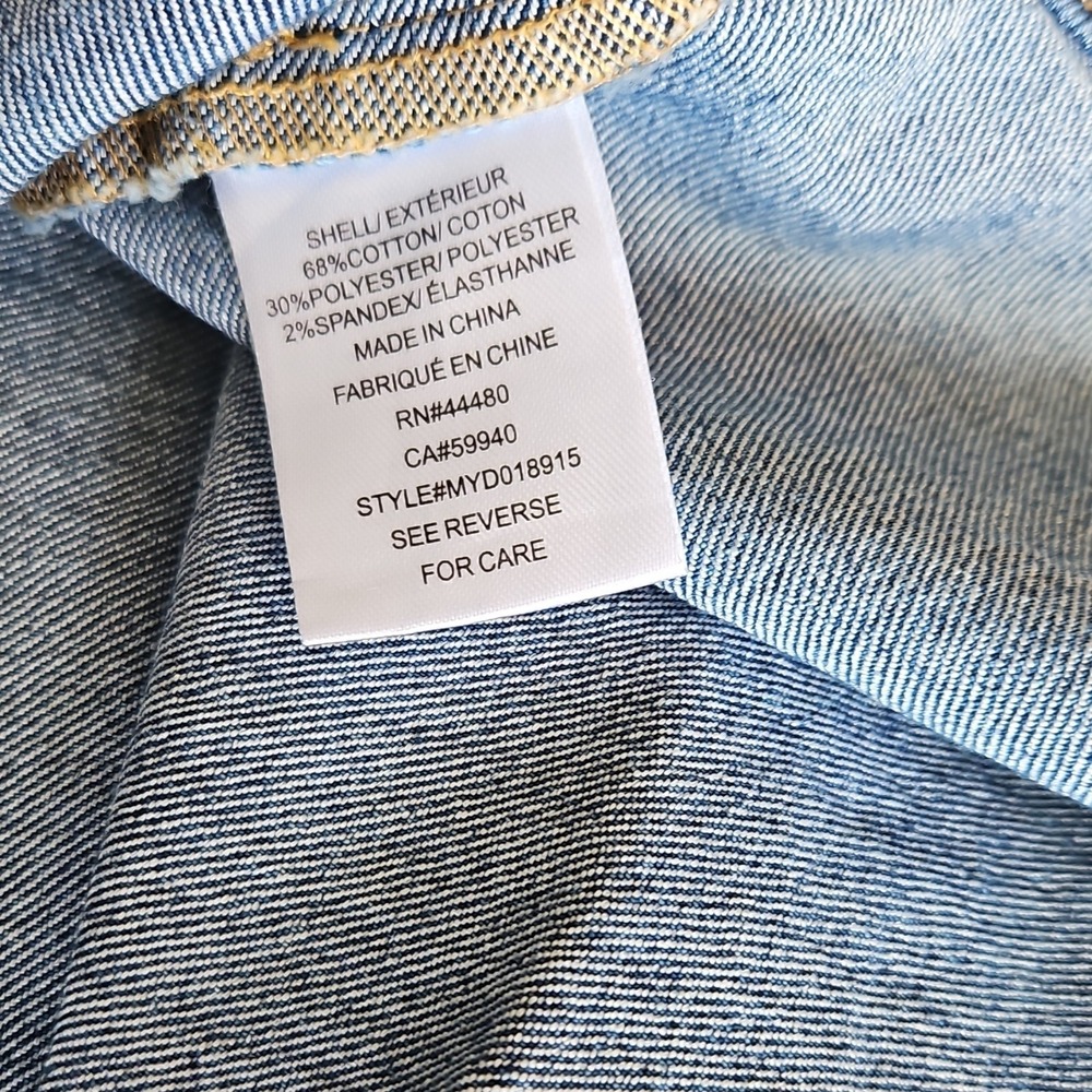 Tinsel Town Blue Denim Strappy Overall Mini Dress Pockets Sleeveless XL - Picture 3 of 4
